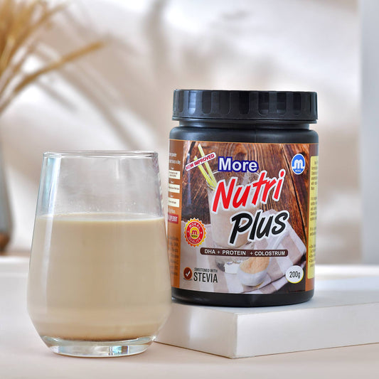 More Nutri Plus Sugar Free Protein Powder Health Drink with Stevia | Zero Added Sugar | Chocolate Flavour | DHA + Protein + Colostrum | Easy to Digest | Daily Nutrition | 400g (Pack of 2x200g)