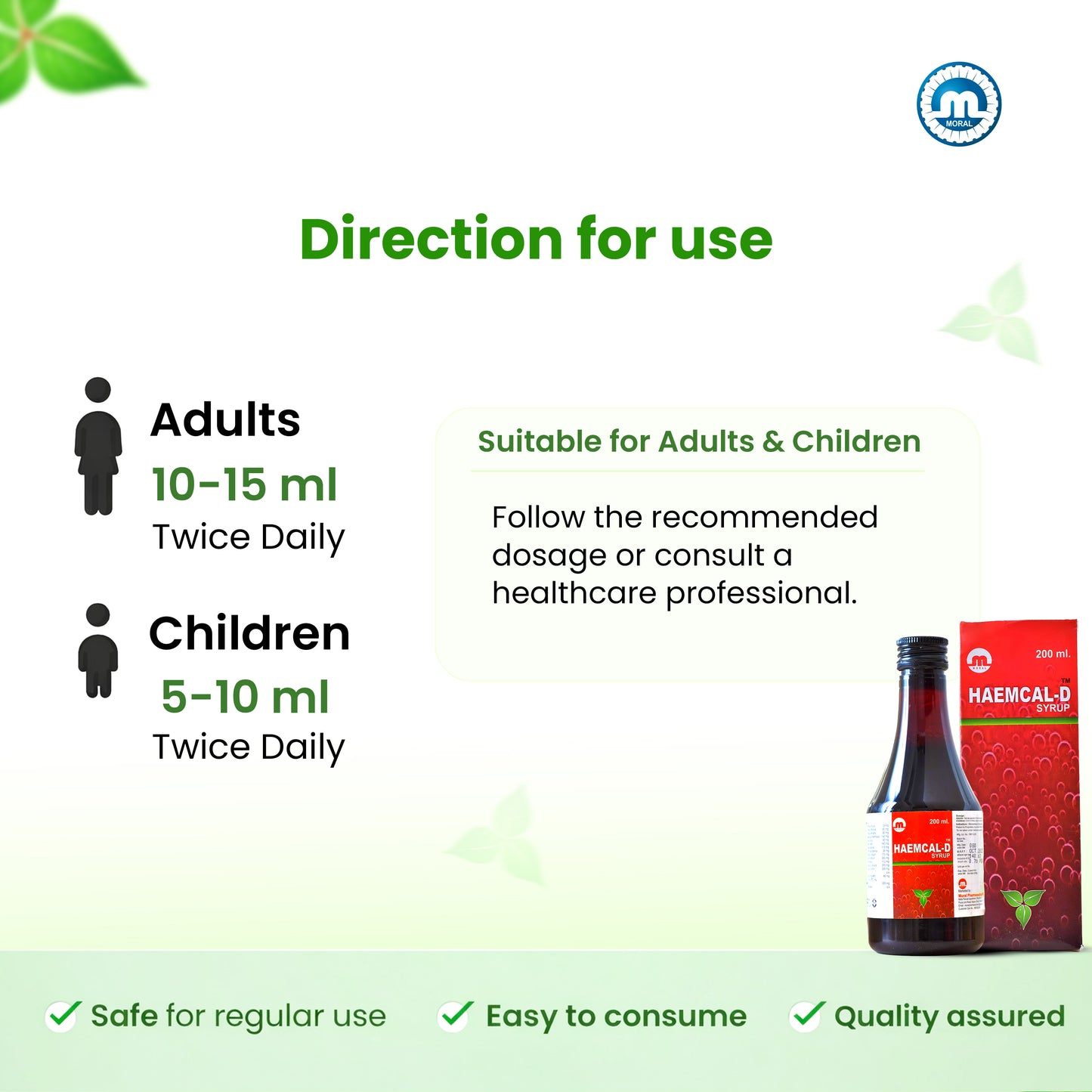 Haemcal-D Syrup 200 ml | Iron & Calcium Tonic for Hemoglobin Boost | Herbal Health Supplement for Immunity, Energy & Bone Support | For Adults & Children | Pineapple Flavor