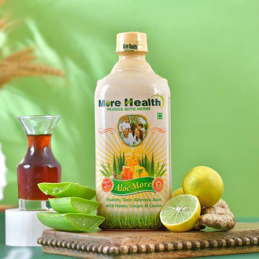 Aloe More Aloe Vera Juice | Natural Detox Drink with Honey, Ginger & Lemon | Ayurvedic Health Drink for Glowing Skin & Healthy Hair| Improves Digestion & Detoxify Body |500ml +100 ml extra