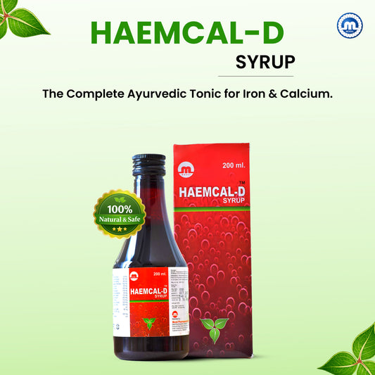 Haemcal-D Syrup 200 ml | Iron & Calcium Tonic for Hemoglobin Boost | Herbal Health Supplement for Immunity, Energy & Bone Support | For Adults & Children | Pineapple Flavor