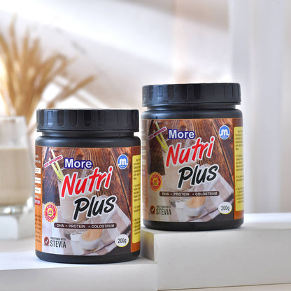 More Nutri Plus Sugar Free Protein Powder Health Drink with Stevia | Zero Added Sugar | Chocolate Flavour | DHA + Protein + Colostrum | Easy to Digest | Daily Nutrition | 400g (Pack of 2x200g)