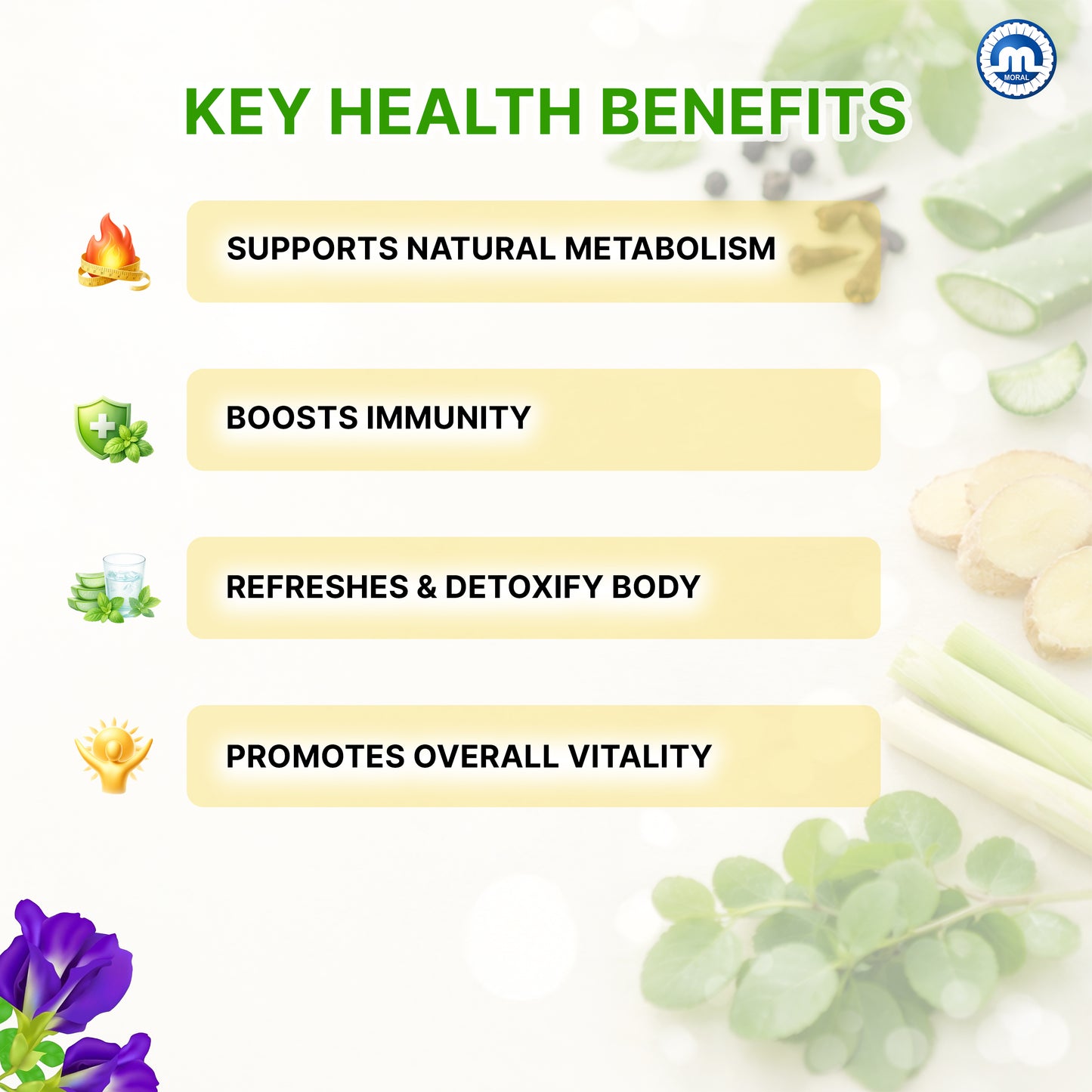 More Health Premium Green Tea |  Ayurvedic Herbal Tea with Ashwagandha, Tulsi, Ginger, Lemon Grass & other herbs | Natural Immunity Booster Kadha for Detox & Wellness | 150g