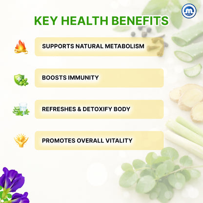 More Health Premium Green Tea |  Ayurvedic Herbal Tea with Ashwagandha, Tulsi, Ginger, Lemon Grass & other herbs | Natural Immunity Booster Kadha for Detox & Wellness | 150g