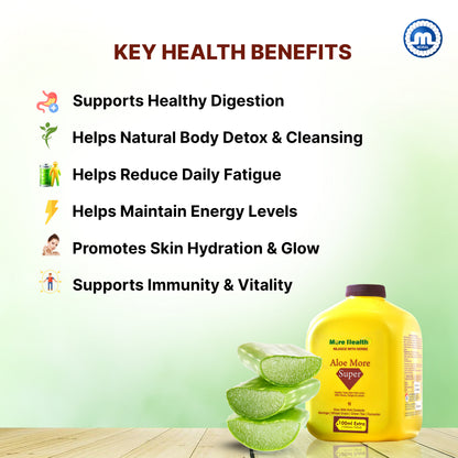 More Health Aloe Vera Juice with Honey, Ginger & Lemon | Enriched with Moringa, Wheatgrass, Green Tea & Curcumin | Ayurvedic Detox Juice for Digestion, Gut Health, Immunity, Skin & Hair | 1L + 100ml Extra