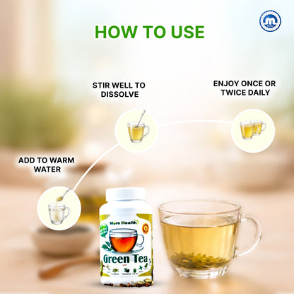 More Health Premium Green Tea |  Ayurvedic Herbal Tea with Ashwagandha, Tulsi, Ginger, Lemon Grass & other herbs | Natural Immunity Booster Kadha for Detox & Wellness | 150g
