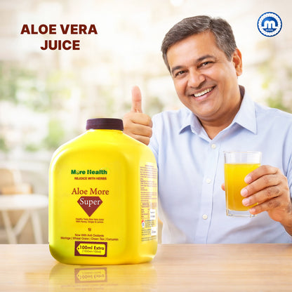 More Health Aloe Vera Juice with Honey, Ginger & Lemon | Enriched with Moringa, Wheatgrass, Green Tea & Curcumin | Ayurvedic Detox Juice for Digestion, Gut Health, Immunity, Skin & Hair | 1L + 100ml Extra