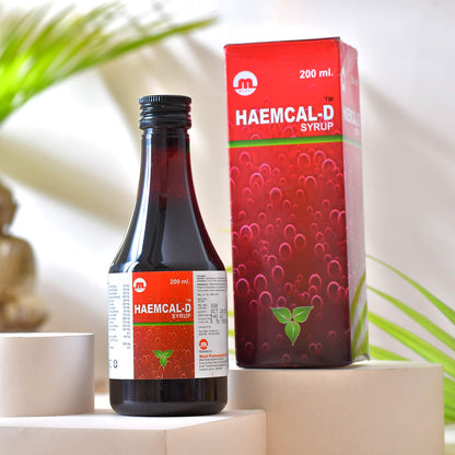 Haemcal-D Syrup 200 ml | Iron & Calcium Tonic for Hemoglobin Boost | Herbal Health Supplement for Immunity, Energy & Bone Support | For Adults & Children | Pineapple Flavor