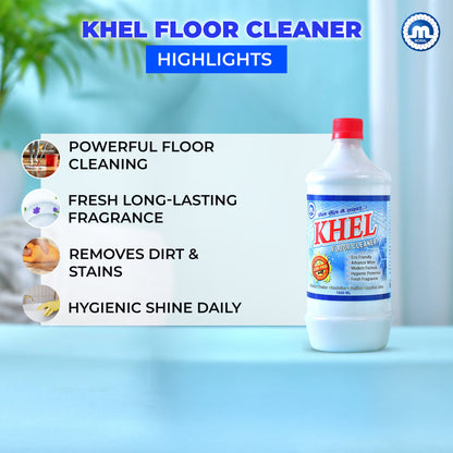 KHEL Combo Detergent Powder 1kg + Toilet Cleaner 500ml (2 Pack) + Floor Cleaner 1L (2 Pack) + Dishwash Liquid 500ml | Washing Powder, Toilet Cleaner Liquid, Floor Cleaner Phenyl & Dishwash Gel