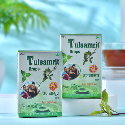 Tulsamrit Panch Tulsi Drops | Natural Tulsi Extract Drops | Supports Immunity, Respiratory Health & Daily Wellness | Pack of 2x20ml