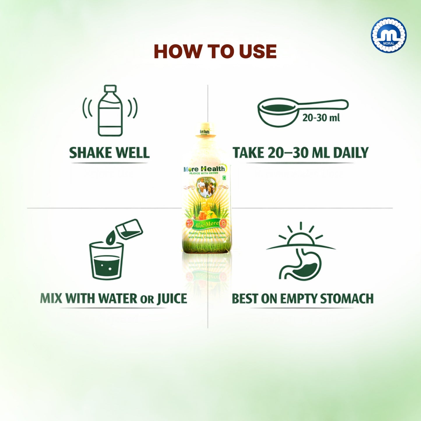Aloe More Aloe Vera Juice | Natural Detox Drink with Honey, Ginger & Lemon | Ayurvedic Health Drink for Glowing Skin & Healthy Hair| Improves Digestion & Detoxify Body |500ml +100 ml extra