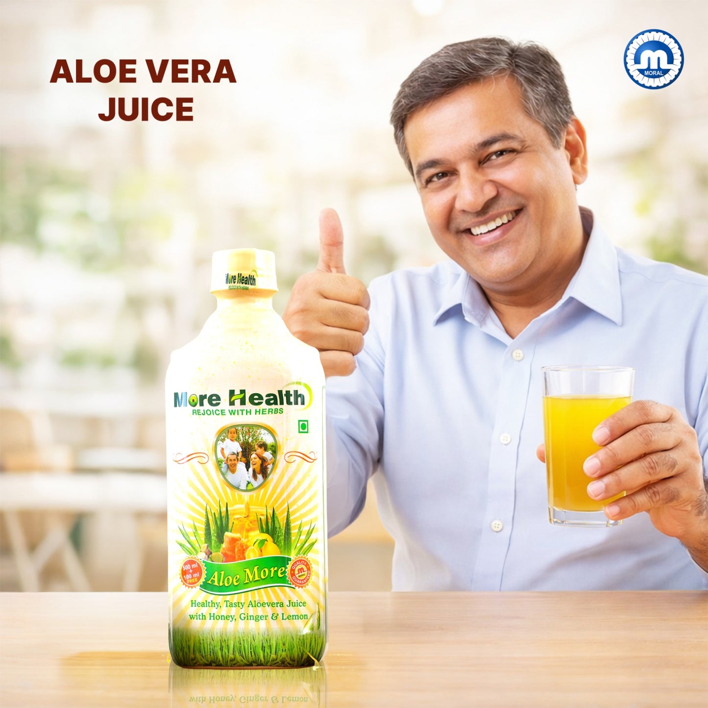 Aloe More Aloe Vera Juice | Natural Detox Drink with Honey, Ginger & Lemon | Ayurvedic Health Drink for Glowing Skin & Healthy Hair| Improves Digestion & Detoxify Body |500ml +100 ml extra