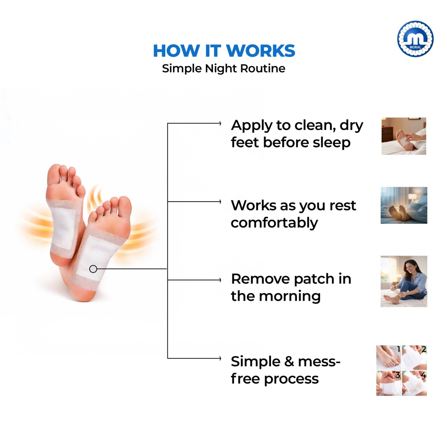 Bio-Detox Foot Patch | Overnight Cleansing Foot Pads for Relaxation & Wellness | Easy to Use Detox Foot Pads | Natural Ingredients for Sleep Aid | Pain Relief |Pack of 6 Pads