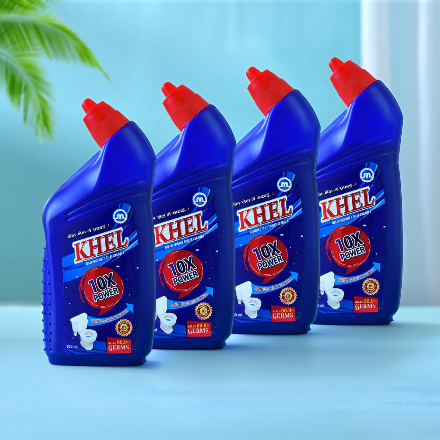 KHEL Toilet Cleaner 500ml (Pack of 4) | Bathroom Toilet Cleaning Liquid | Removes Tough Stains, Limescale & Bad Odour | Powerful Germ Killer Toilet Bowl Cleaner for Daily Bathroom Hygiene