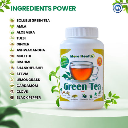 More Health Premium Green Tea | Ayurvedic Herbal Wellness Blend | 150g
