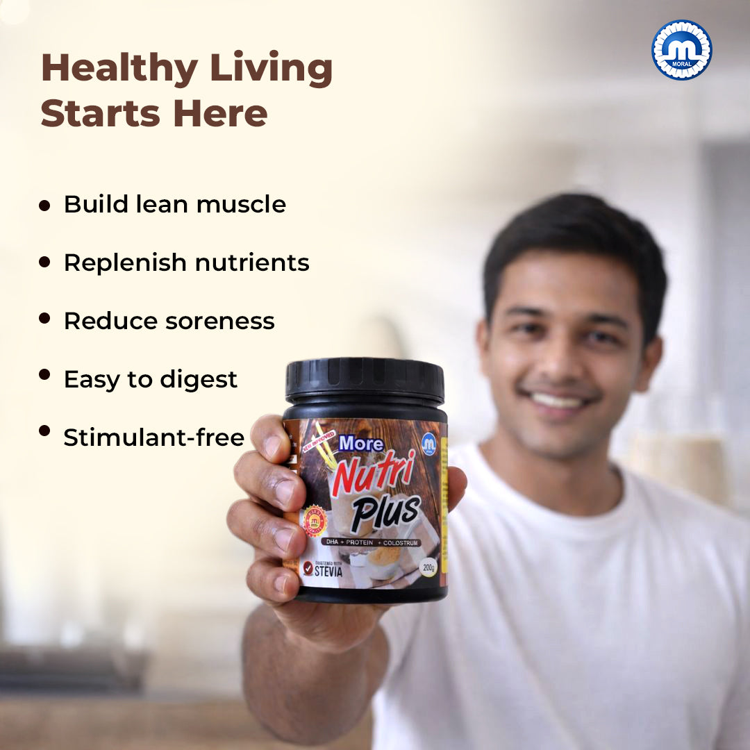 More Nutri Plus Sugar Free Protein Powder Health Drink with Stevia | Zero Added Sugar | Chocolate Flavour | DHA + Protein + Colostrum | Easy to Digest | Daily Nutrition | 400g (Pack of 2x200g)