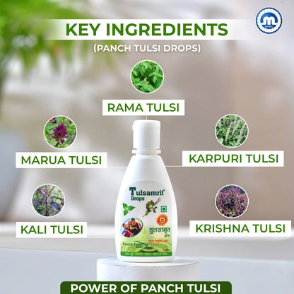 Tulsamrit Panch Tulsi Drops | Natural Tulsi Extract Drops | Supports Immunity, Respiratory Health & Daily Wellness | Pack of 2x20ml