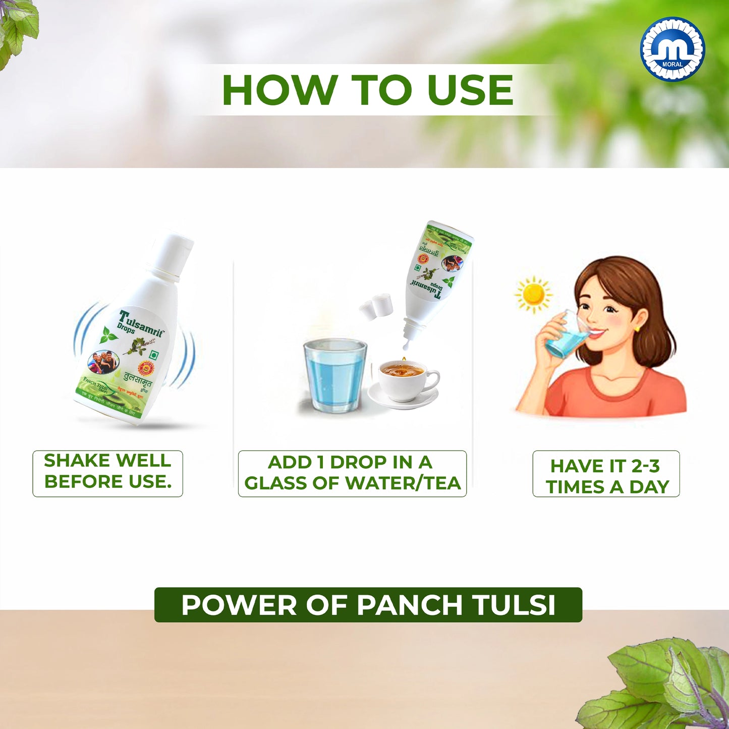 Tulsamrit Panch Tulsi Drops | Natural Tulsi Extract Drops | Supports Immunity, Respiratory Health & Daily Wellness | Pack of 2x20ml
